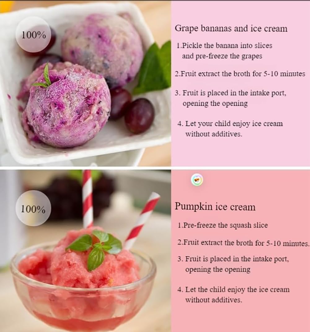 Machine à Desserts glacés, Sorbetière Maison, Sorbetière Italienne, Sorbetière au Yaourt glacé 500 ML, Yaourt glacé à l'italienne, Sorbet aux Fruits et guimauves White