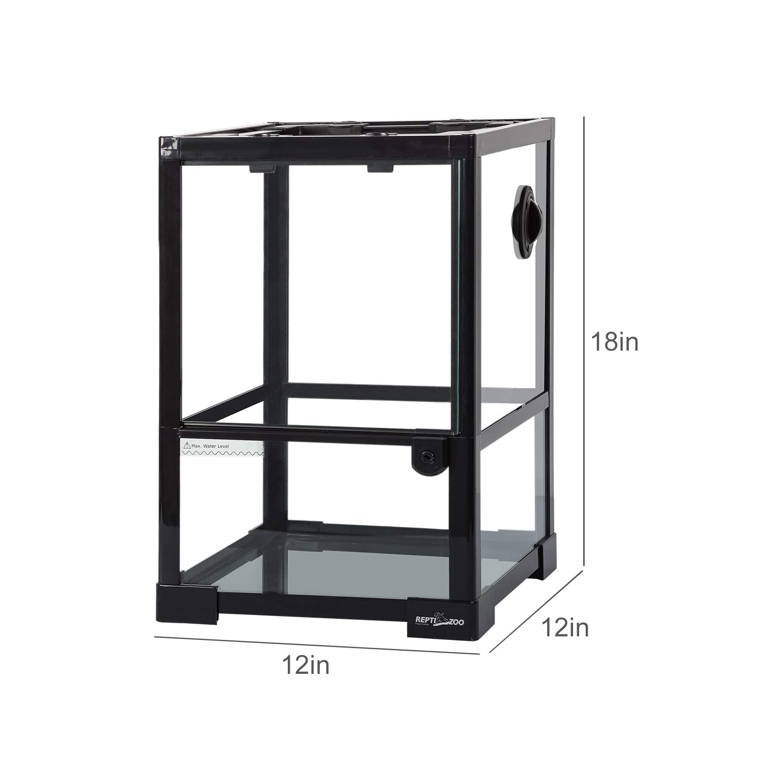 REPTI ZOO Amphibian Habitat Tank - Terrario verticale per rettili in vetro con visione completa, 30,5 x 30,5 x 45,7 cm, con base profonda e ventilazione superiore