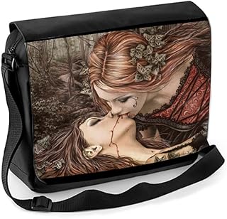 Wild Star Hearts Lovers Kiss Messenger Bag, Gothic Alternative Fashion Shoulder Bag Dark Fantasy Art by Victoria Fances