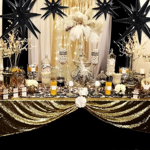Image of TONIFUL 8 Pcs Explosion Star Balloons Black Foil Balloon Party Decorations | 2 Size Mylar Star Balloon for New Year Party Decoration Graduation Mens Birthday Wedding Baby Shower Photo Booth Supplies