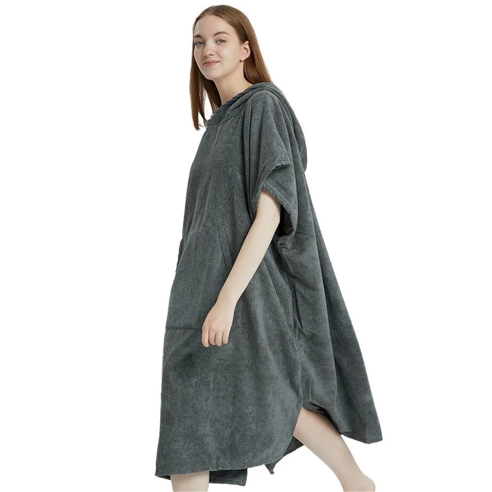 Serviette de Surf Poncho à séchage Rapide Sweat Capuche Peignoir Plage Bain Langer for Adultes pour Le Surf, la Natation(Grey)