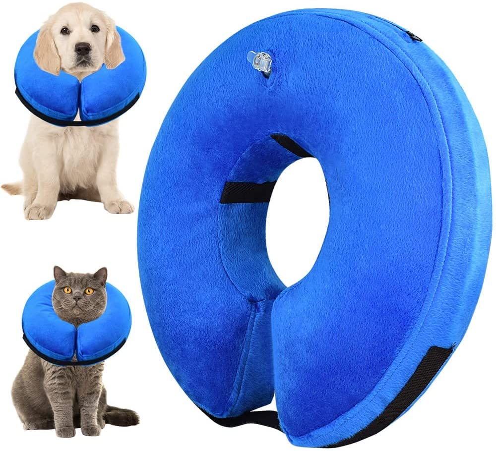 Dog Cone After Surgery, Protective Inflatable Collar, Blow Up Dog Collar, Pet Recovery Collar for Dogs and Cats Soft Large (Medium (Neck:9"-12"))