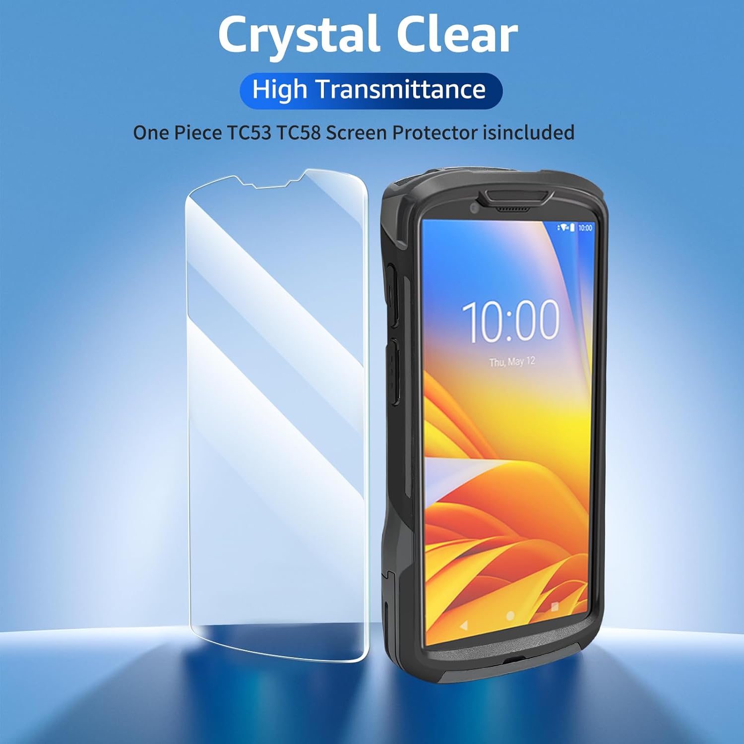 TC53 Protective Case with Screen Protector [2026 New Version] Rugged Case for Symbol Zebra Scanner TC53 TC58 Protective Cover Mobile Computer Scanner Case