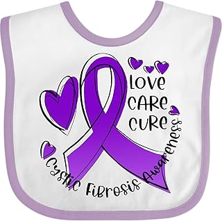 inktastic Love, Care, Cure Cystic Fibrosis Awareness Purple Ribbon Baby Bib