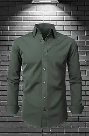 Camisas sociais masculinas de manga comprida com elástico e sem rugas, camisas formais casuais de negócios