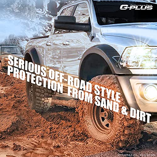 G-Plus Fender Flare Compatible With 2007-2013 Gmc Sierra 1500 4Pc Pocket Rivet Textured Style Offroad #TOP1