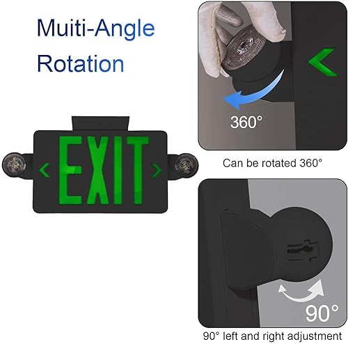 Miniatura 11 de CM MZY Luz de emergencia roja con dos cabezales ajustables, señal de salida LED con respaldo, estándares estadounidenses, certificado UL, combo