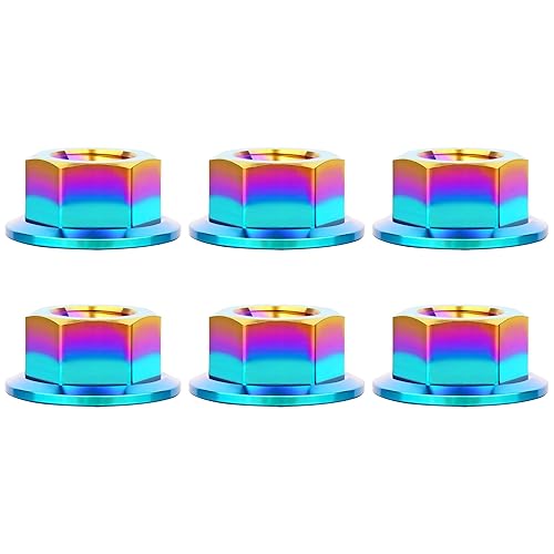 Miniatura 25 de Titanium DIN6923 M5 M6 M8 M10 M12 M14 M16 - Juego de 6 tuercas hexagonales (paso M8, 0.069 pulgadas, dorado)