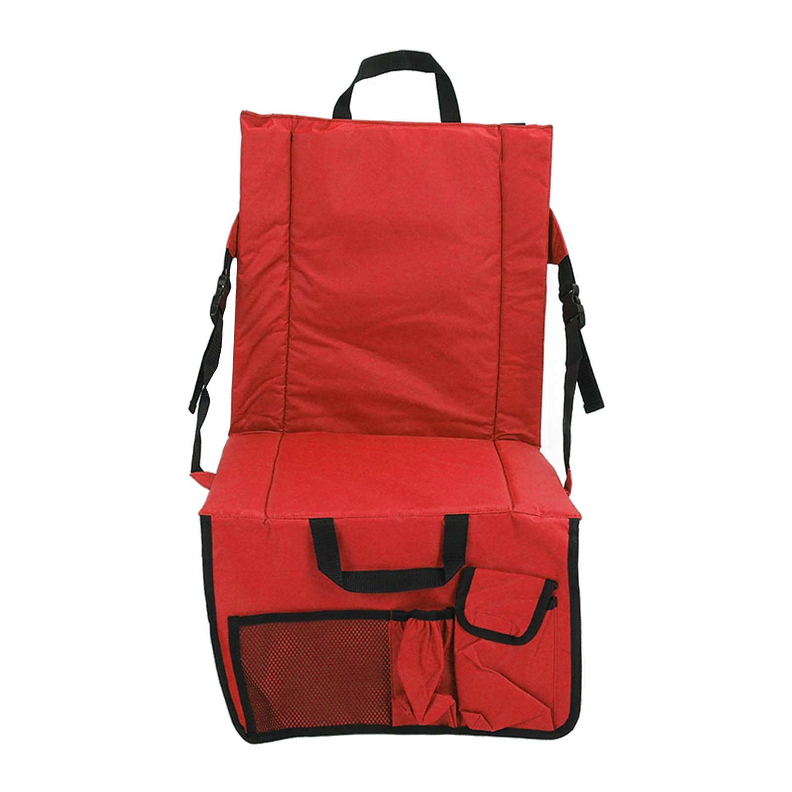 Ddewing Folding Stadium Chair 3 Fold Cushion Adjust Angle 600D Oxford Cloth Portable Bleacher Cushions with Pocket Beach Chair Stadium Cushion for Sandbeach Picnic BBQ(Red)