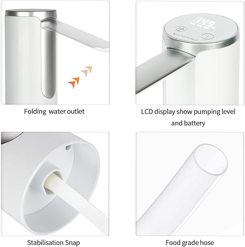 Miniatura 7 de Dispensador de botella de agua, bomba automática de agua potable con carga USB, bomba eléctrica portátil para el hogar, oficina, al aire libre