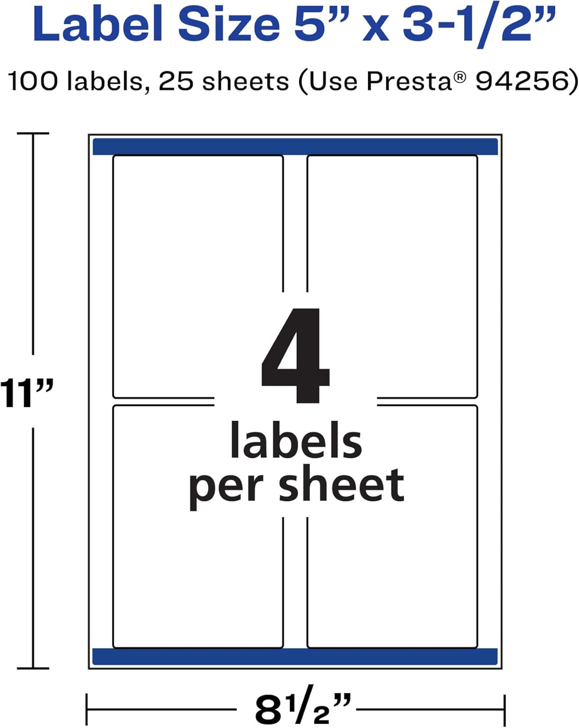 Avery Printable Durable White Rectangle Labels, Sure Feed Technology, 5" x 3.5", Waterproof Labels, Laser & Pigment-Based Inkjet Compatible, 100 Total