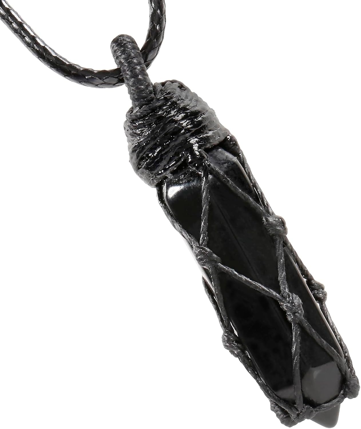 TUMBEELLUWA Hexagonal Crystal Points Pendant Necklace for Unisex Wrapped Stone Wand Pendant with Adjustable Cord - Image 2