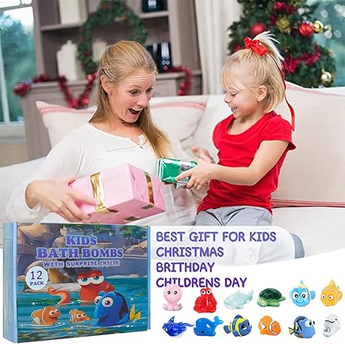 Miniatura 6 de Set de regalo de bomba de baño con animales marinos en el interior, paquete de 12 bombas de baño orgánicas para niños, bolas gaseosas hechas a mano