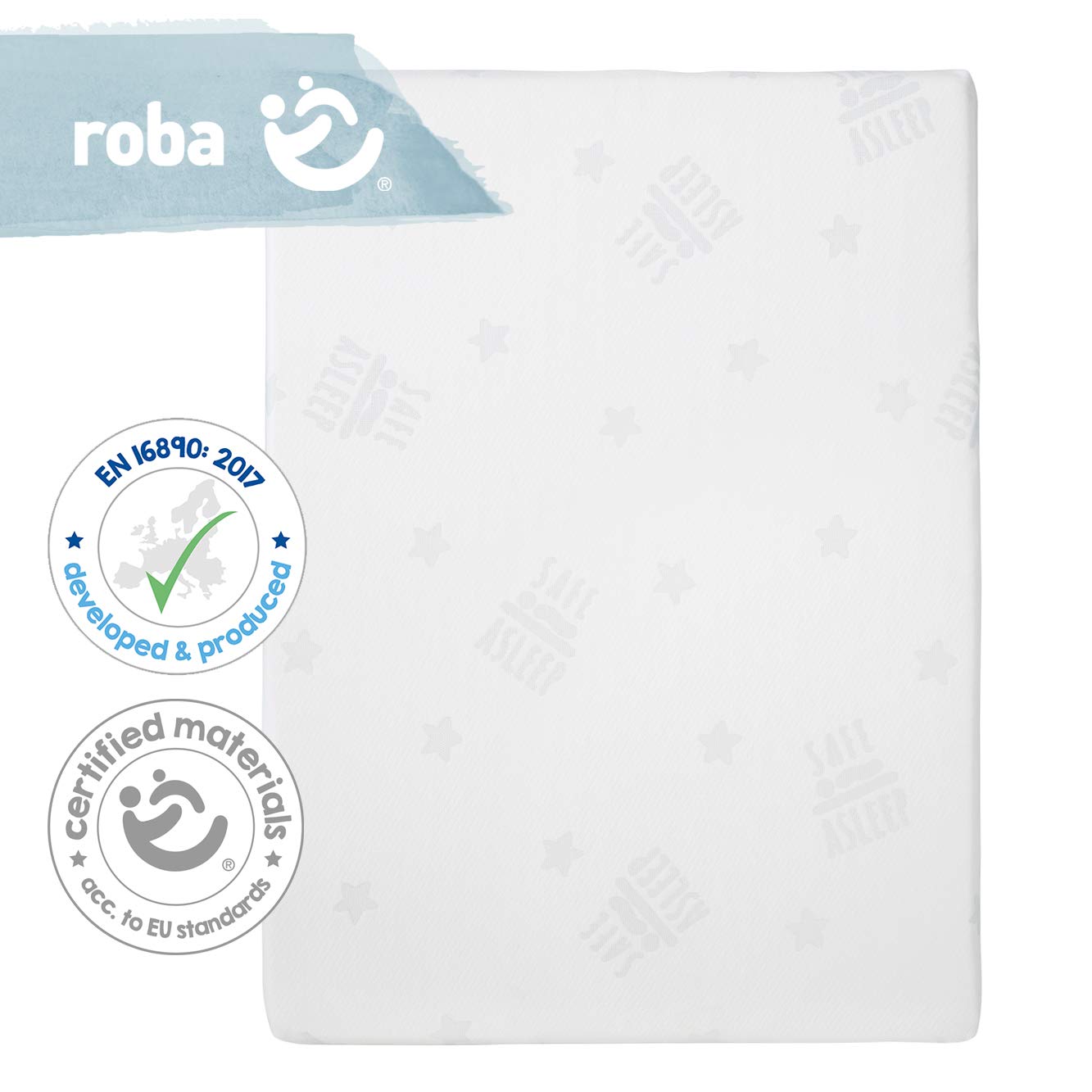 roba Materasso per Box safe asleep Air, Rettangolare, 75 x 100 cm, Rivestimento in Jacquard, Imbottito, Sfoderabile e Lavabile, con Zip, Bianco