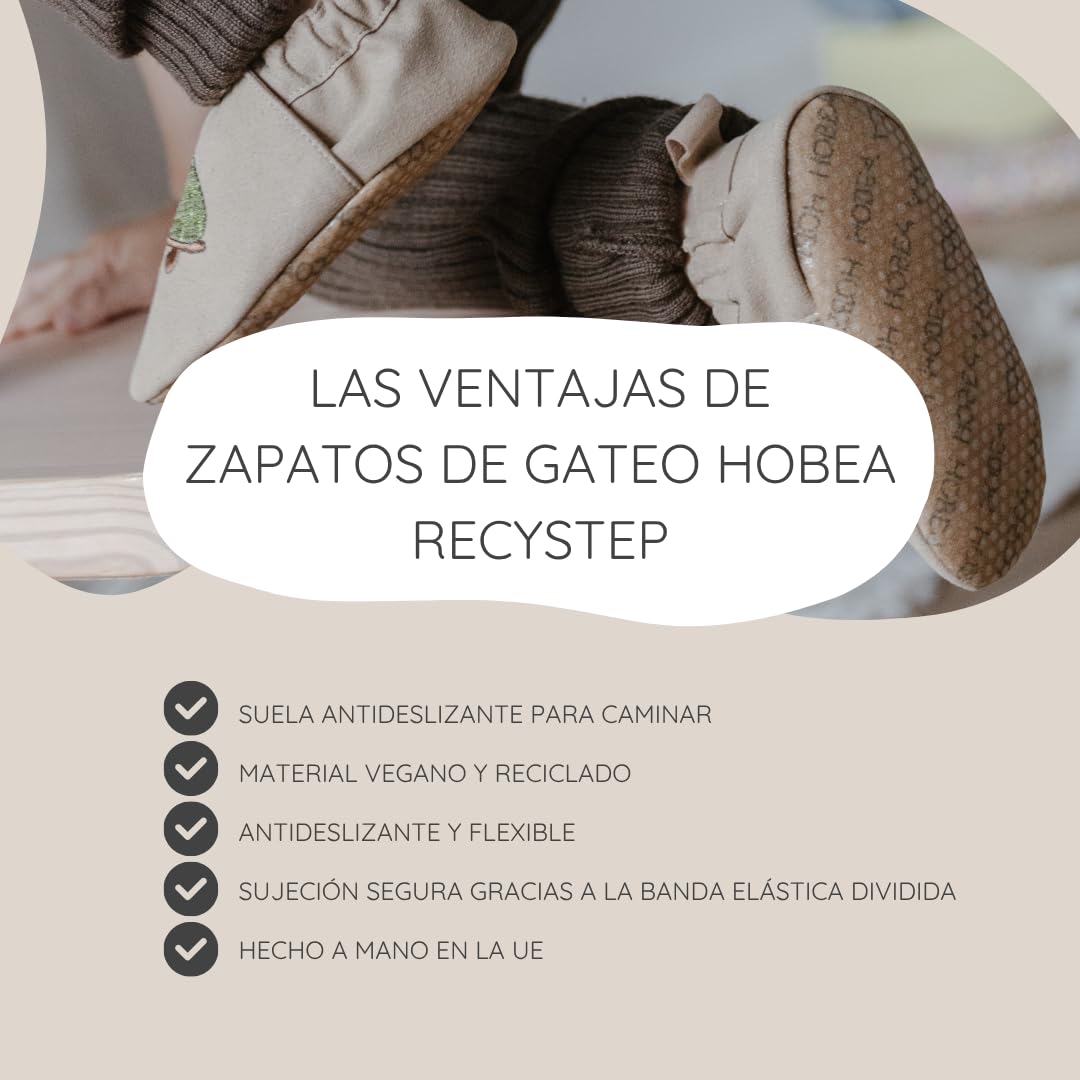 HOBEA-Germany Zapatos veganos para niños RecyStep Ratón con Elefantee beige 22/23 (1½ - 2 años) Suela con agarre