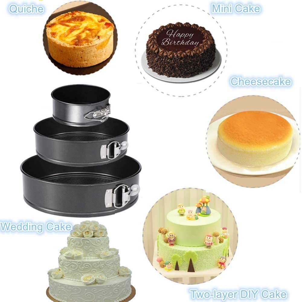 Lose Abnehmbare Gläser, Edelstahl-beschichtete, Verstellbare, Runde Kuchenformoberteile (4 + 7 + 9 Zoll (3 Pack))