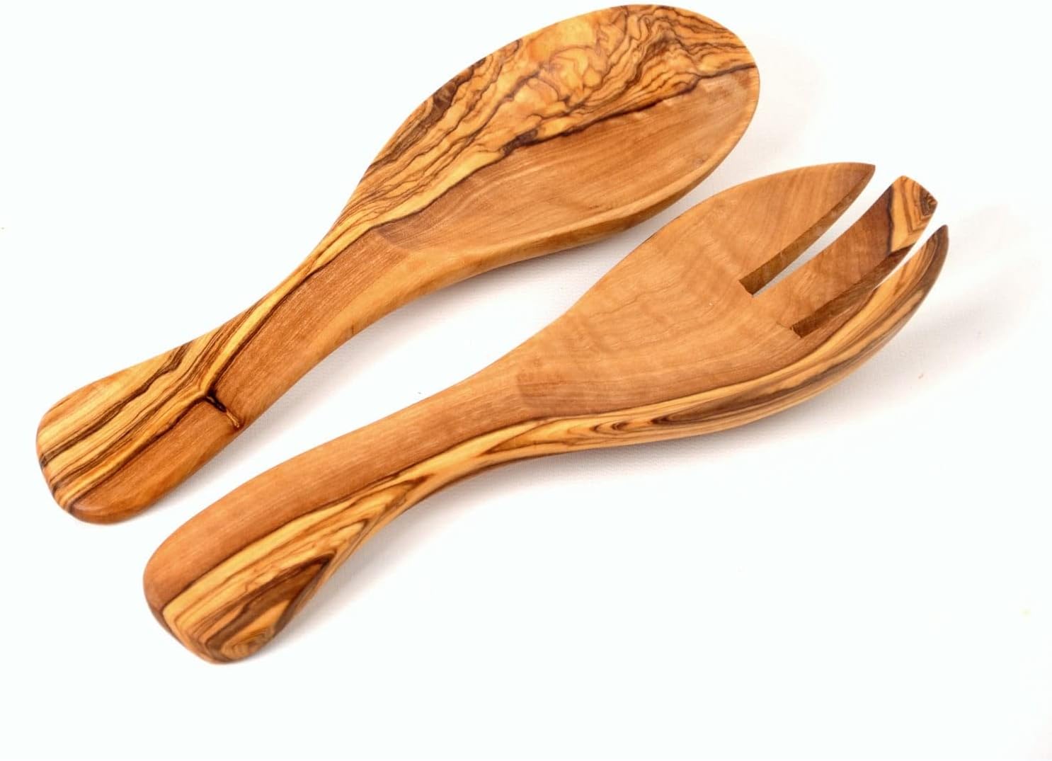 BeldiNest Olive Wood Curved Salad Server Set of 2 9