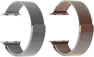 سوار ساعة مغناطيسي من قطعتين، لساعة آبل 38/40، ذهبي/فضي