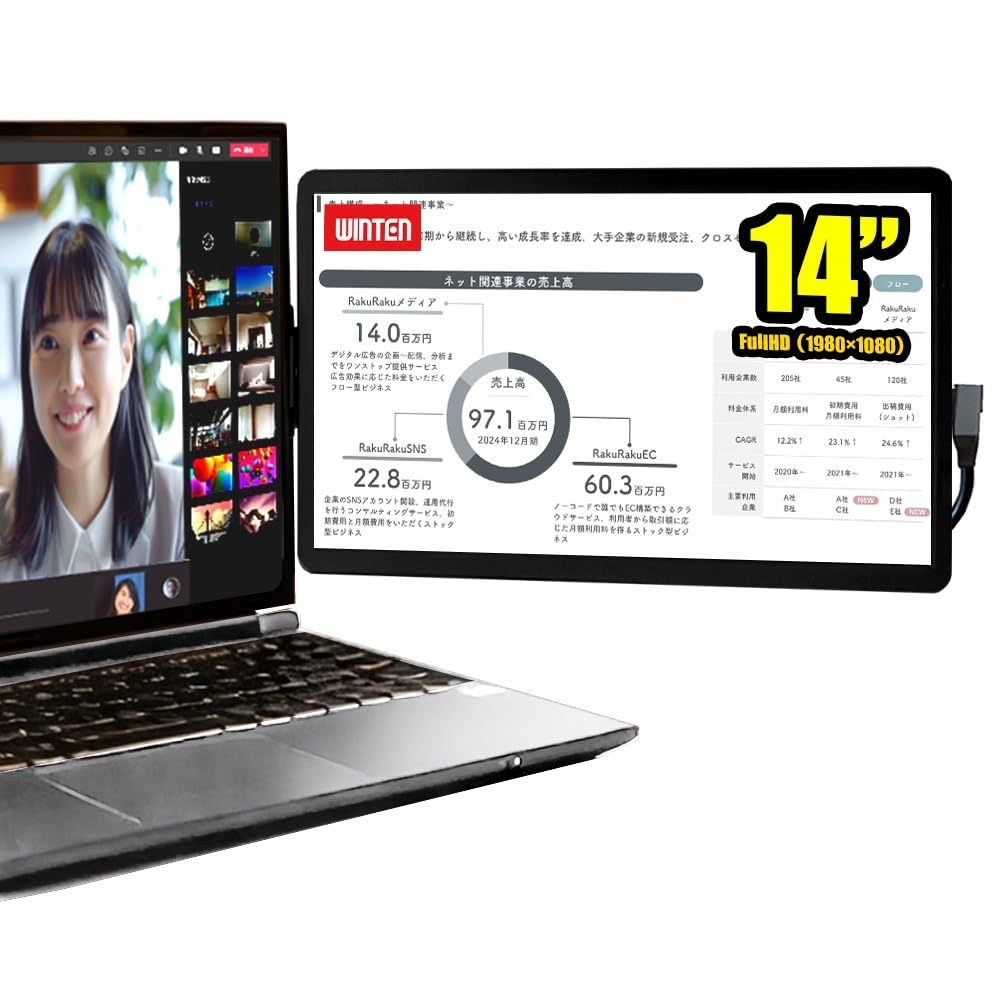 Amazon.co.jp: WINTEN モバイルモニター 14インチ WT-140NF-BK ノート