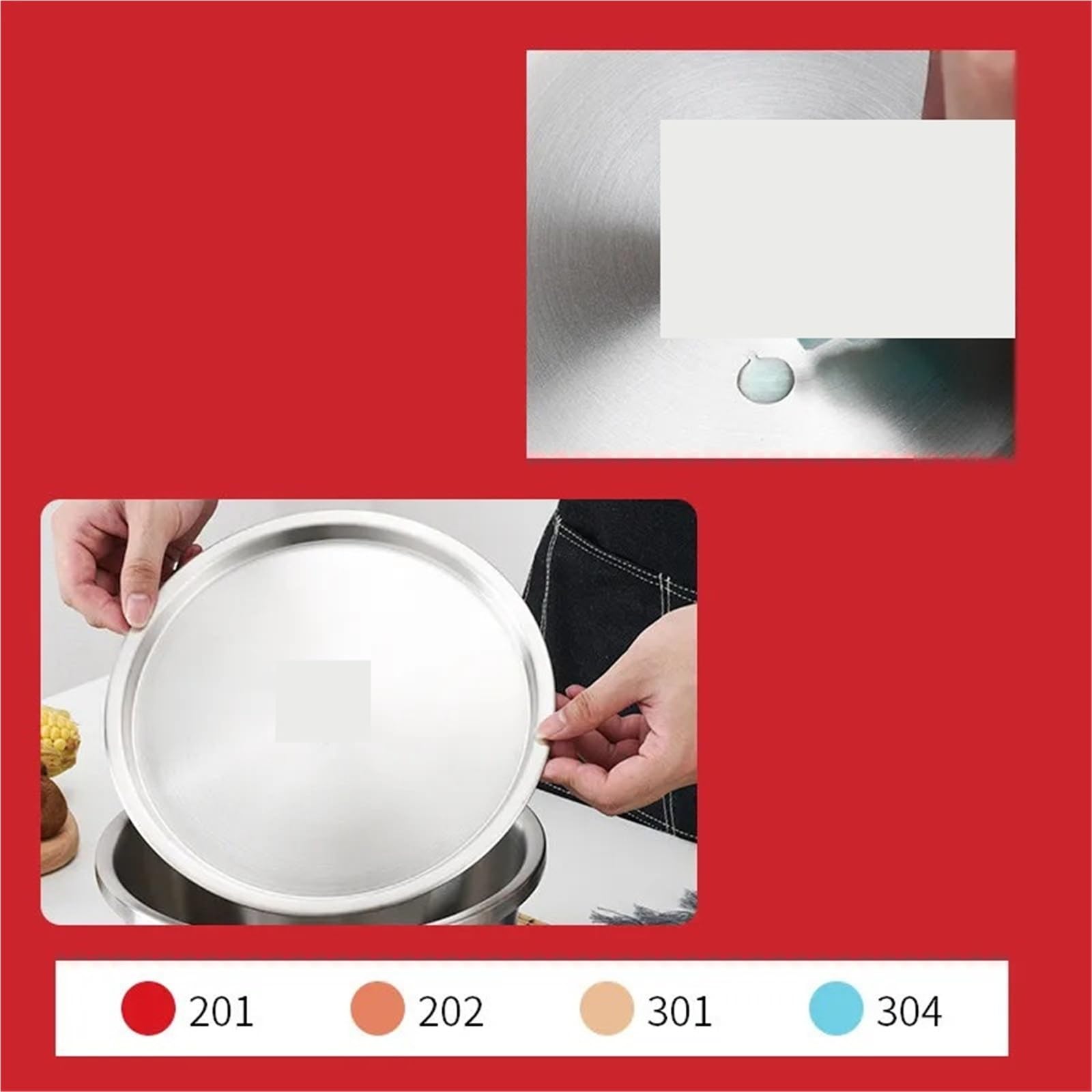 Tazón Para Mezclar Juego de tazones for mezclar acero inoxidable | Lavabo con tapa Huevo Verdura Vajilla Menaje de cocina(Bowl With Lid,34cm)