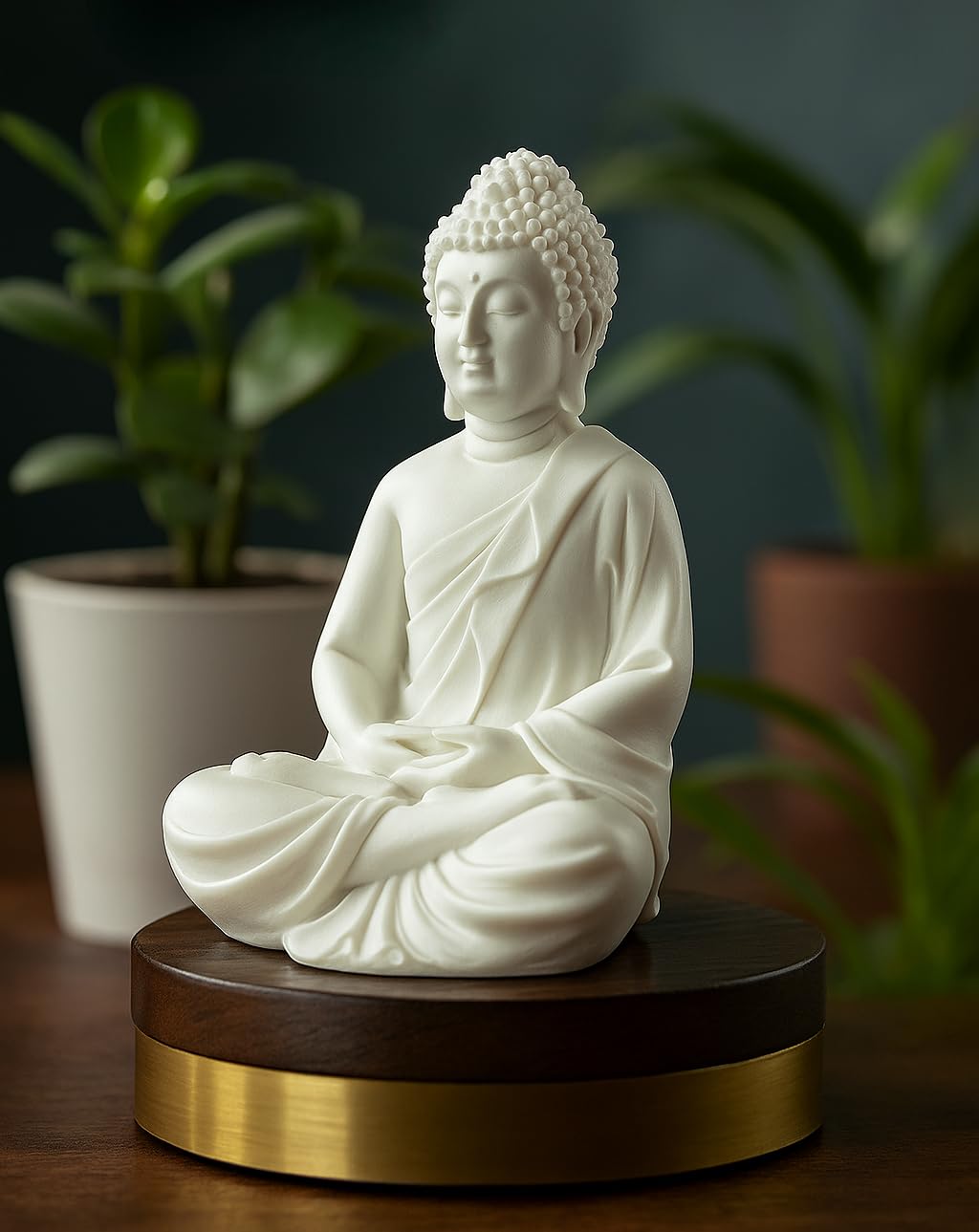 MAGIC CREATION Buddha Statue (1 pc), Height 5 inch – White Polyresin Idol for Home Decor, Meditation Room, Office Table, Hall Showcase, New Year, Diwali & Festive Gifting-image-41