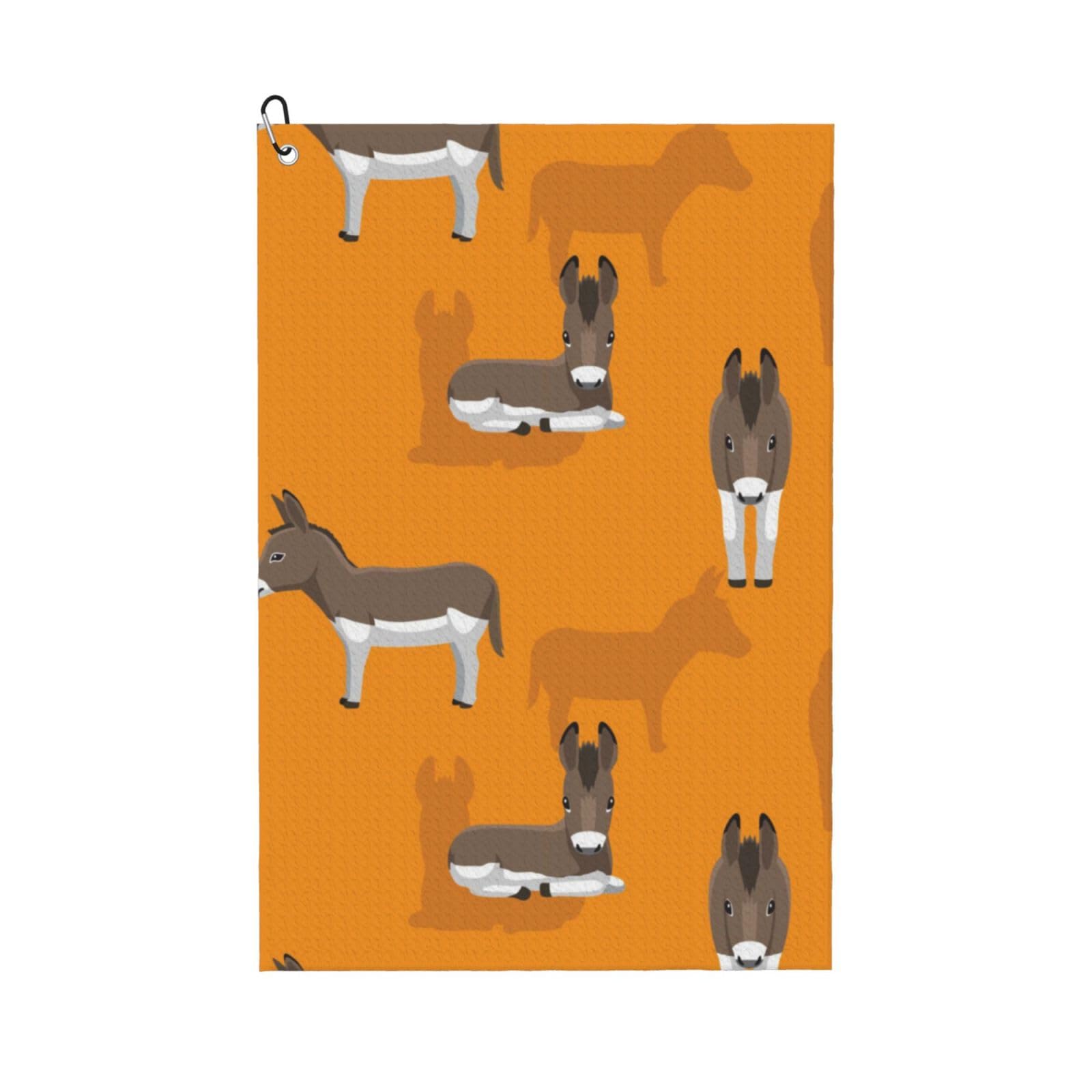 Hnnkloy Cartoon Donkey Pattern, 16x24 in Portable Waffle Golf Towels with Carabiner Clip for Golf Bag