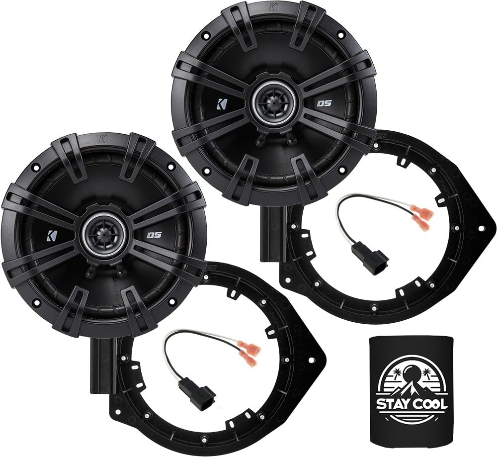 KICKER Speakers 6.5 inch for Cadillac SRX 2010-2016 Upgrade Kit - Pair of DS Series with Adapters and Harness, Coaxial 6 1/2 Car Audio Front Door