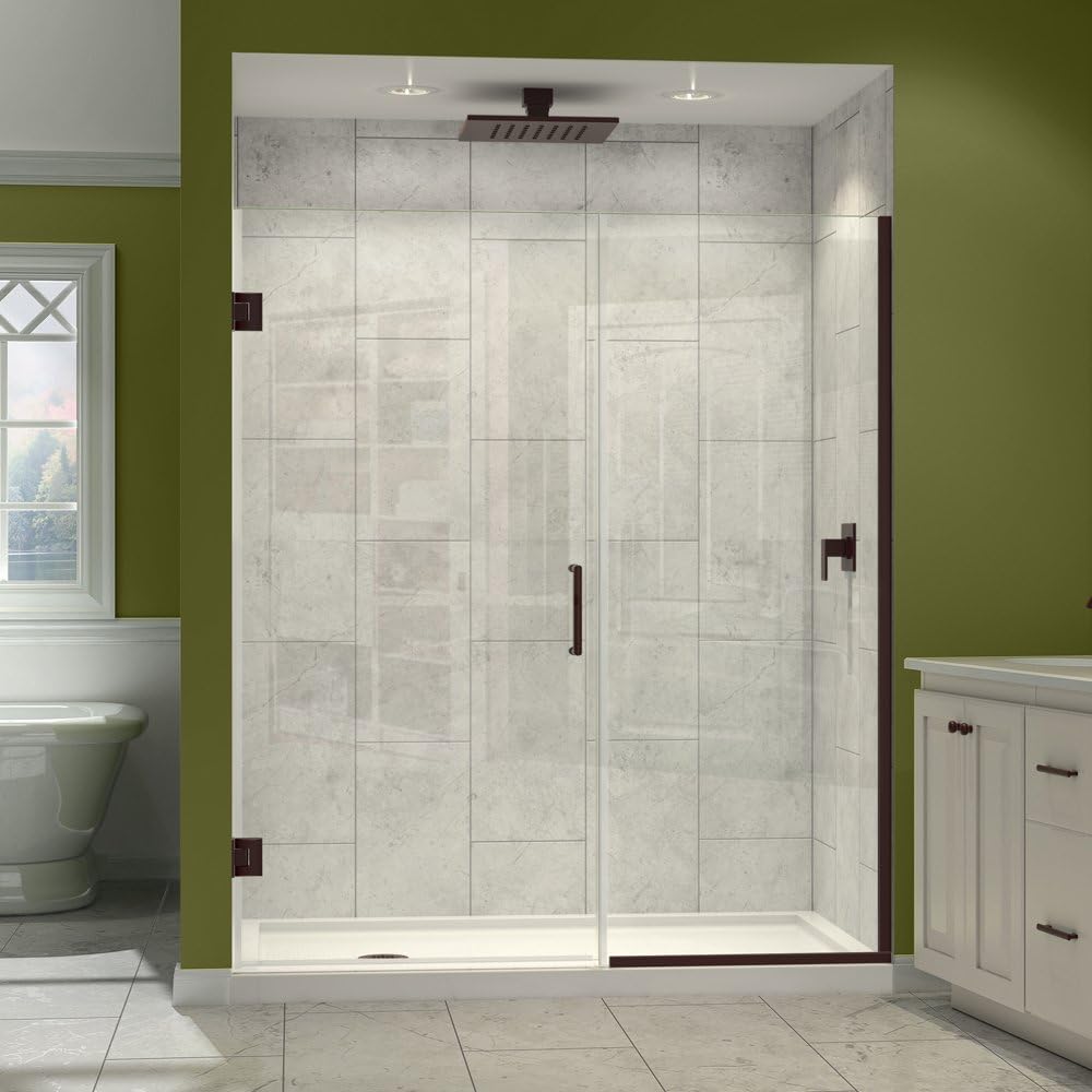 DreamLine Unidoor Plus 54-54 1/2 inch W x 72 inch H Frameless Hinged Shower Door in Oil Rubbed Bronze