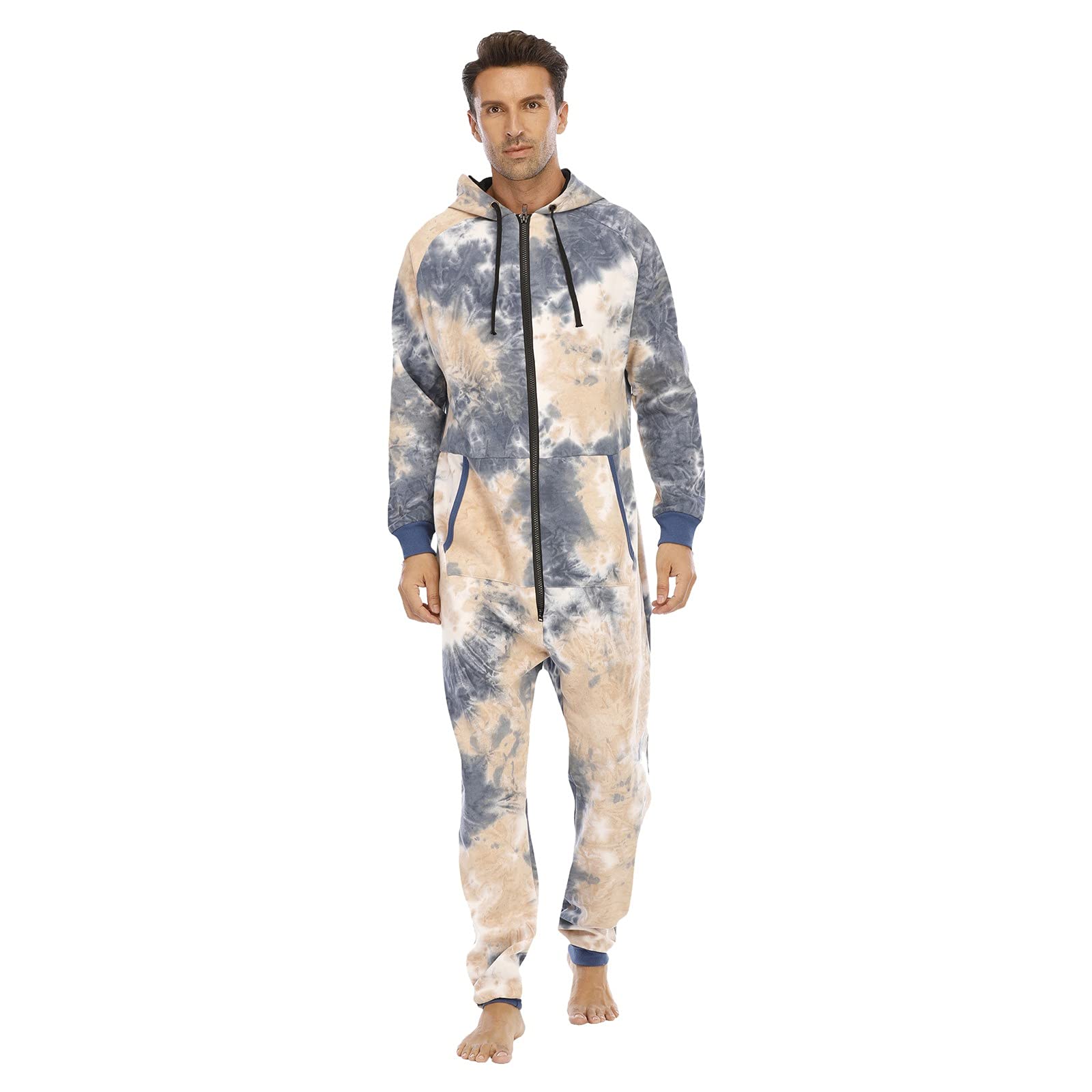 Pijama largo para hombre de algodón, pijama de dos piezas, conjunto de pijama, pantalones y camiseta monocromática para hombre, mullido, pijama de dos piezas, conjunto de ropa de dormir, Blanco, XXL