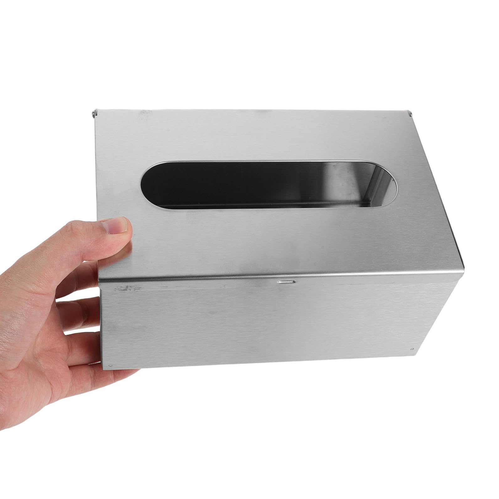 Dispensador de Papel Toalla de Acero Inoxidable Plata, Diseño Montado en Pared Apertura Amplia, Almacenamiento Estable y Ahorro de Espacio para Baños de Alto Tráfico