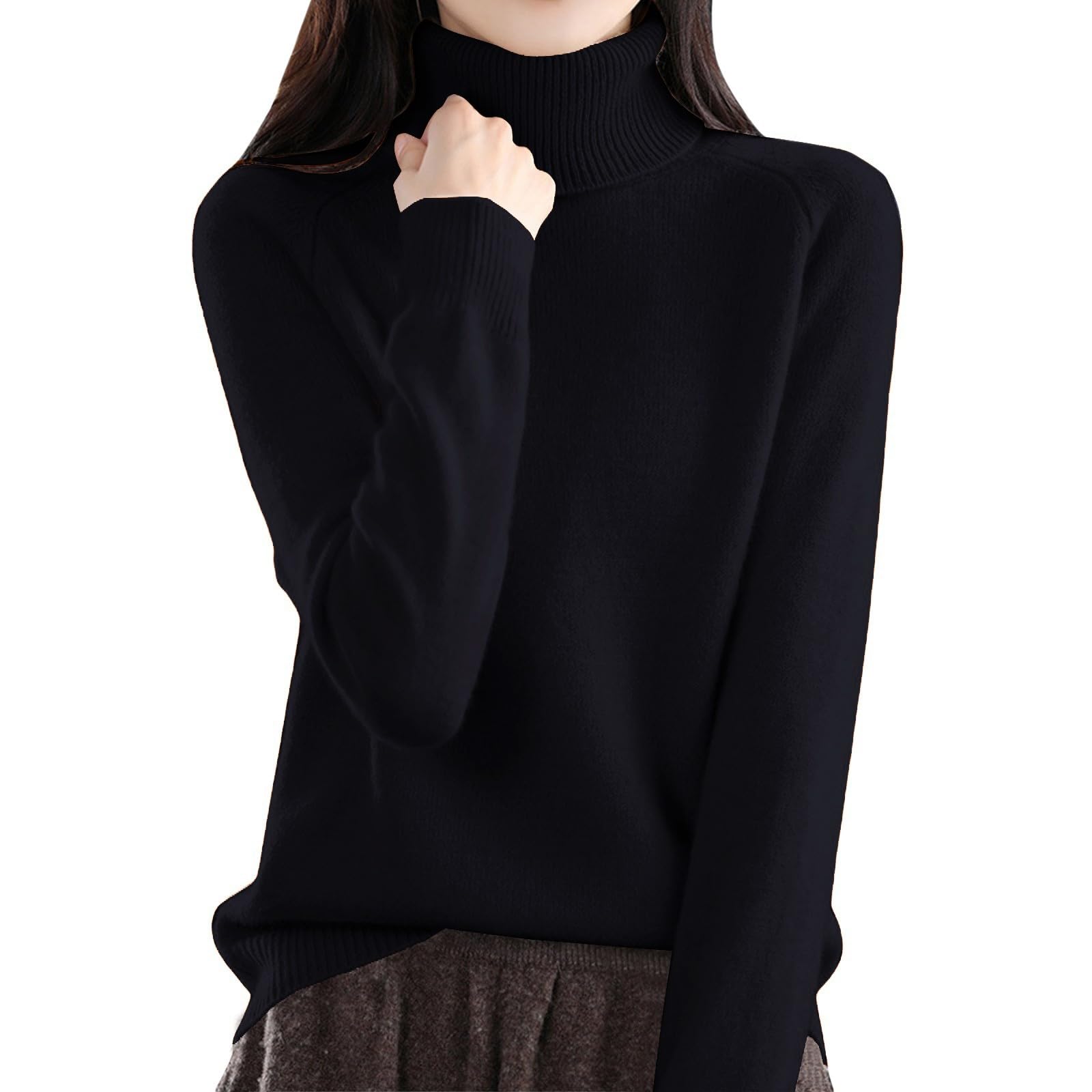 Cashmere Sweaters for Women Cozy Soft Turtleneck Mock Tops Fall Winter Plus Size Dressy Casual Pullover Sweater