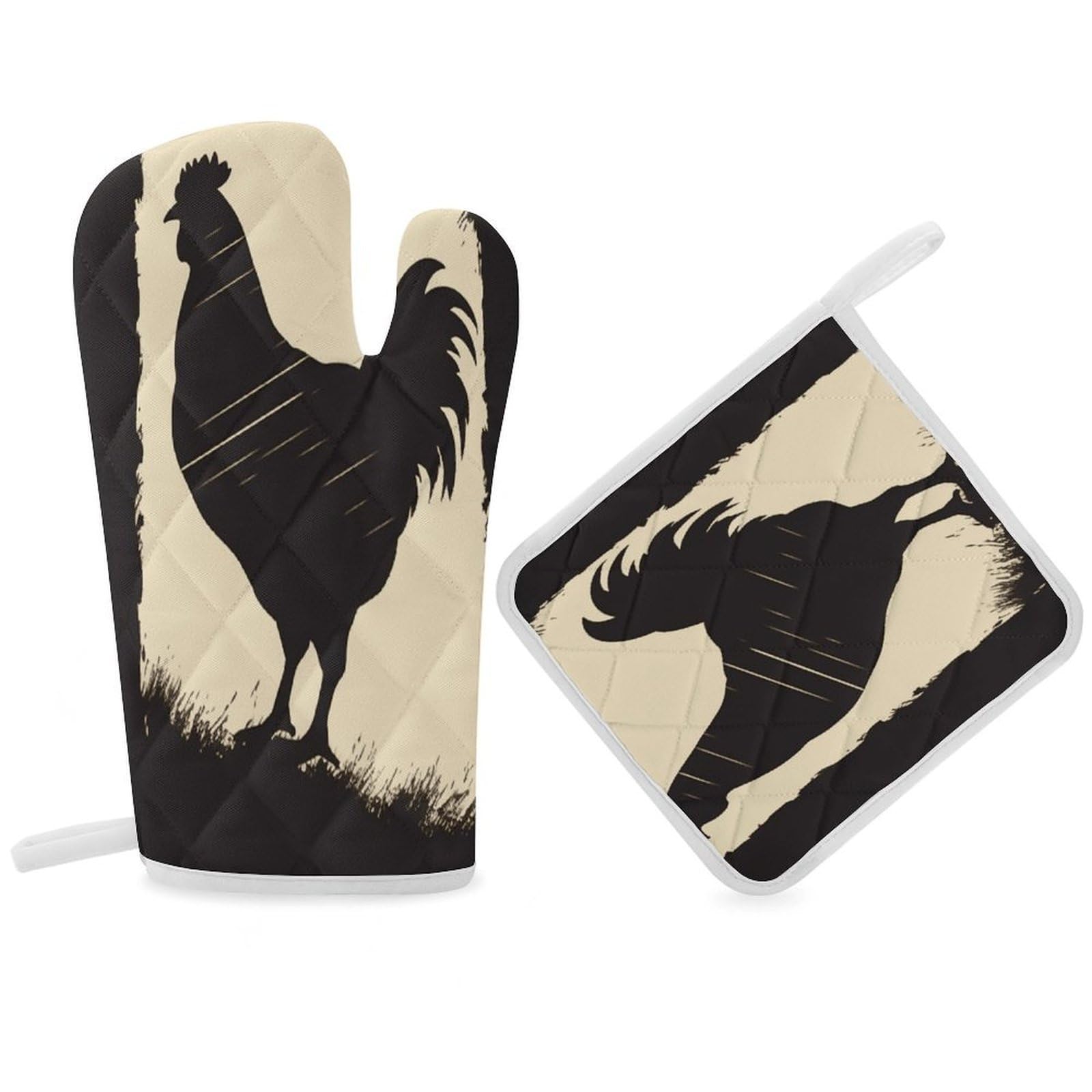 Fodpand Women's Style Farmhouse Chicken Oven Mitts And Pot Holders Sets,Oven Gloves For Kitchen Oven Mitts And Potholders For Baking Cooking Grilling Apartment Essentials