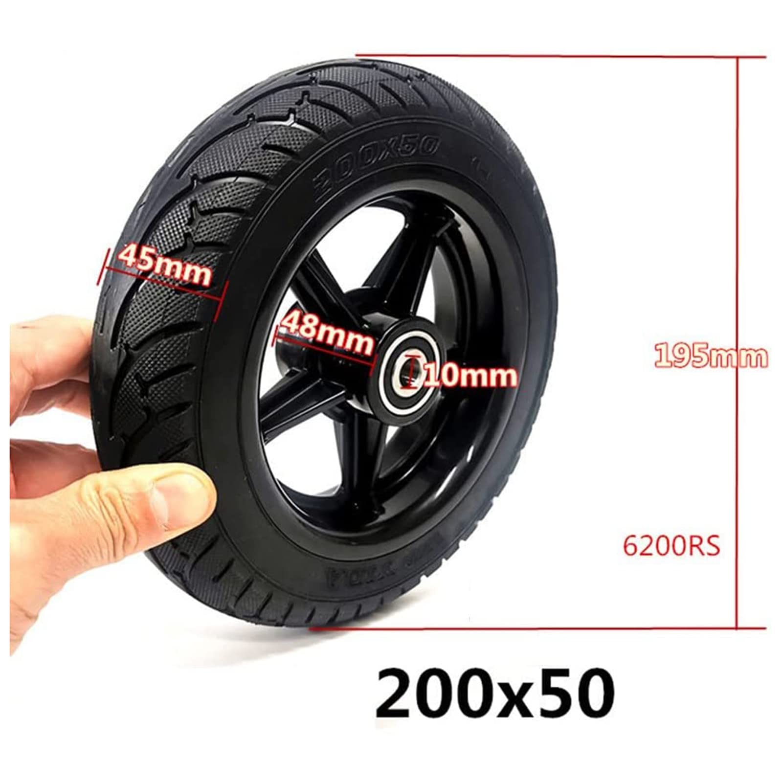 Eawfgtuw Ersatzrad Für E-Scooter 20,3 Cm - Vollgummi Mit Kunststoffnabe