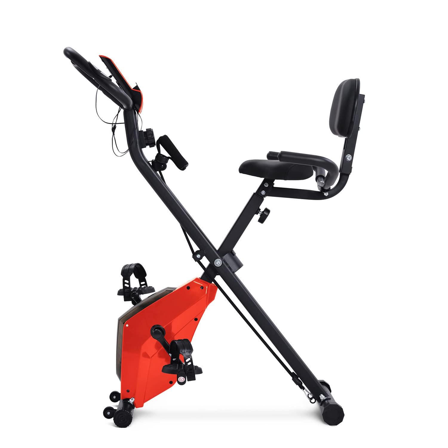 Cyclette Cyclette Indoor Cyclette Magnetica Cyclette Cyclette con Bande di Resistenza al Braccio, sensore di pulsazioni, Monitor LCD,Red