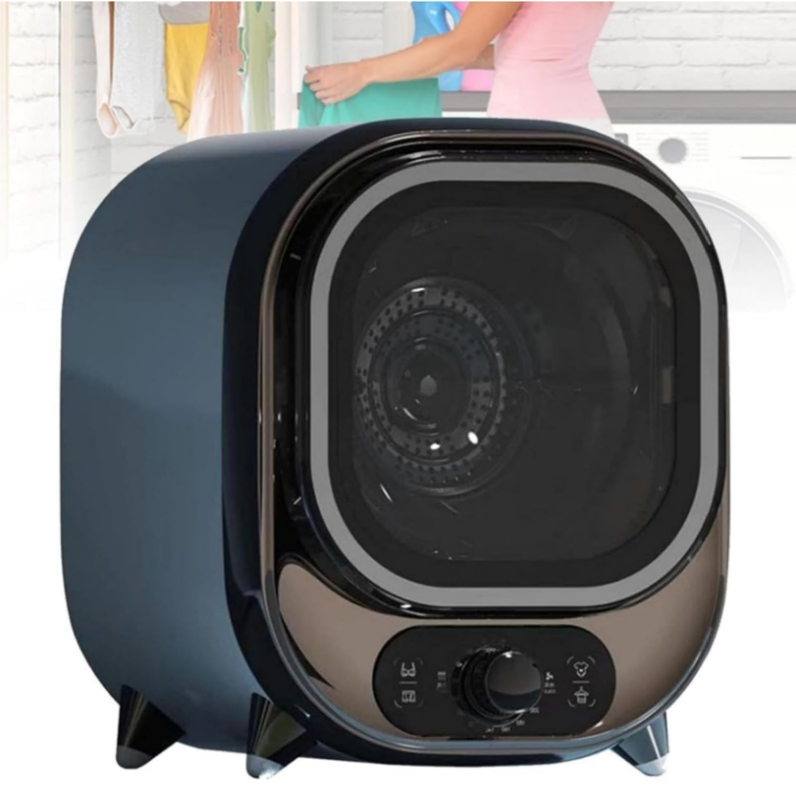 Secadora Pequeña, Centrifugadora Ropa, Condensador Ventilado De 5 Kg, Secadora Centrífuga Portátil Y Compacta, Residencias Estudiantiles Y Espacios Reducidos(Electroplated blue)