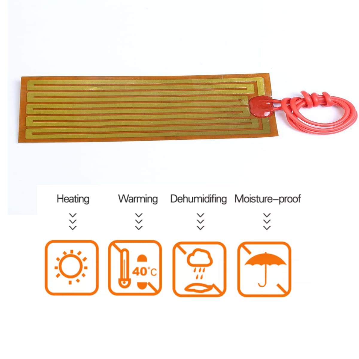 Harissess 5PCS 24V 9W Polyimide Heater Plate Adhesive Pad, Flexible Adhesive Hot Foil Heater PI Heating Elements Film (12mmx100mm)