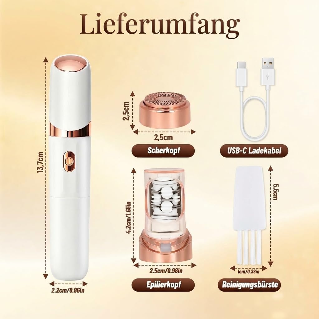 epibella gesichtsepilierer Mini Elektrischer Epilierer Doppelkopf-Rasierer Gesichtshaarentfernung Sanfte Reinigung Pflege Werkzeug (Weiß)
