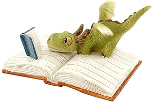 Serene Mini Dragon Reading Figurine: Enhance Your Fairy Garden's Enchanting Ambiance