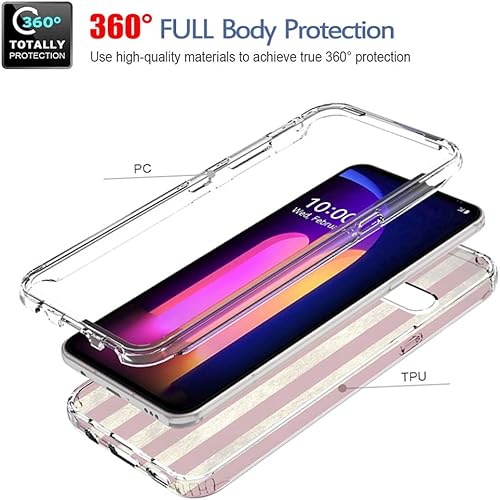 Miniatura 3 de Funda para LG V60 ThinQ 5GLG V60LM-V600 con protector de pantalla de vidrio templado, bonito diseño de bandera transparente de cuerpo completo,