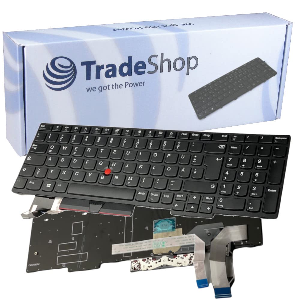 Trade-Shop Original Laptop Notebook Tastatur ohne Backlight mit Rahmen für IBM Lenovo ThinkPad E595 E585 E590 P53s Serie ersetzt 01YP732 / Deutsch