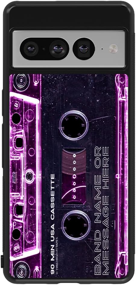Cassette Tape Clear Pink Personalized Black Rubber Phone Case Compatible With Google Pixel 10, 10 Pro, 10 Pro XL, 9a, 9 Pro, Pixel 9, Pixel 9 Pro XL, 8a, 8 Pro, 8, 7, 6, 6a, 6 Pro, 5, 4