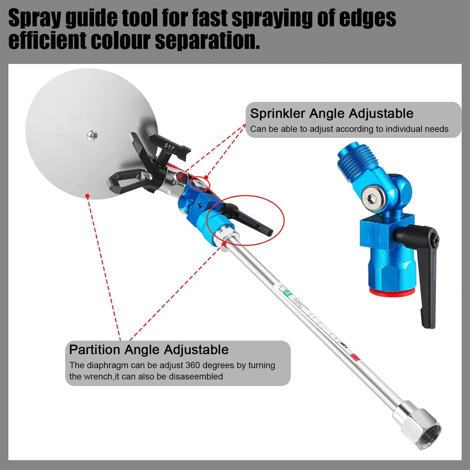 22 pezzi Kit pistola per verniciare, Pistola a spruzzo airless 3600PSI con tubo flessibile da 15 m & 6 Ugello & 4 asta prolunga & 6 filtri & Strumento di guida & ugello seggiolino