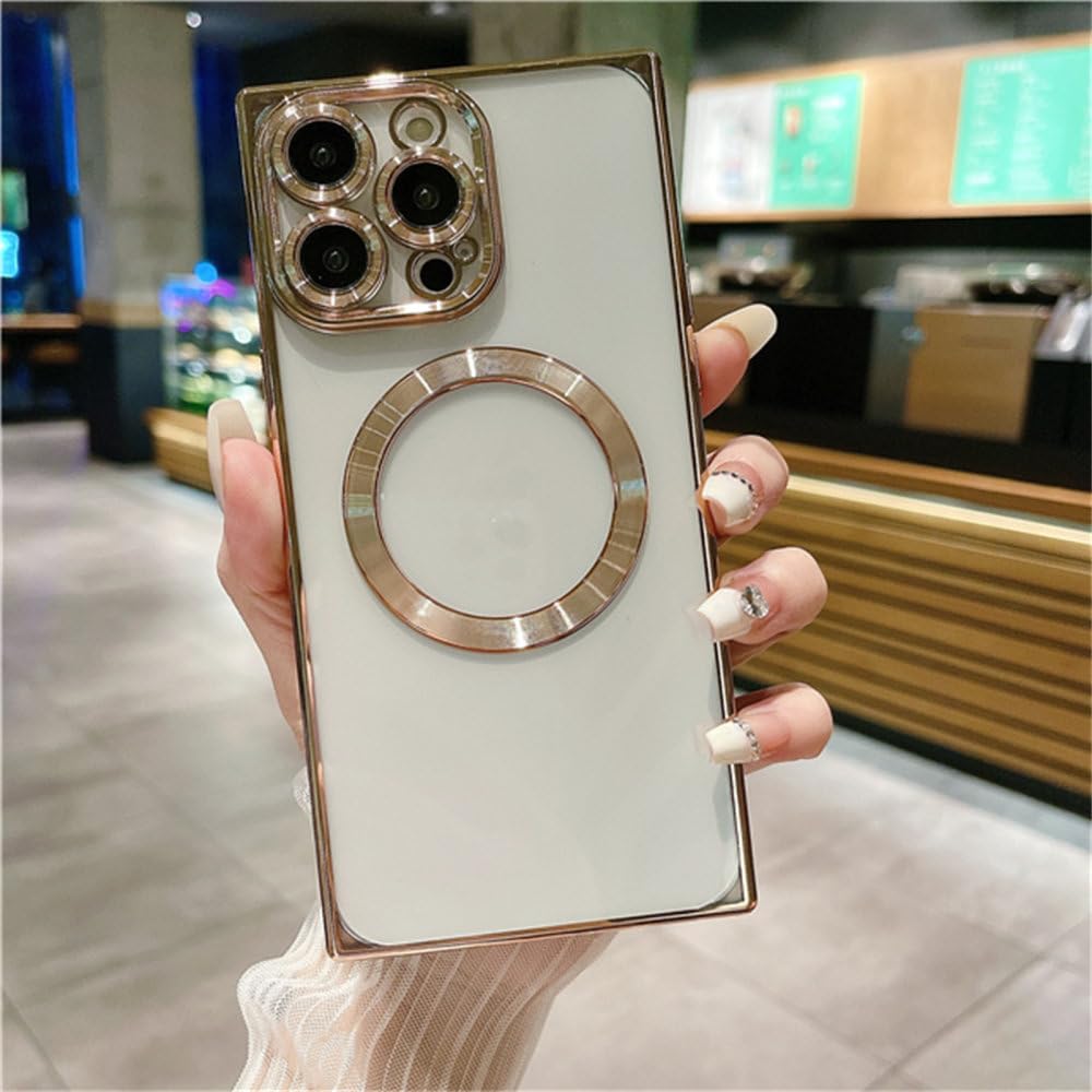 Coque magnétique iPhone 14 Pro Max ENILSA carrée dorée - 8