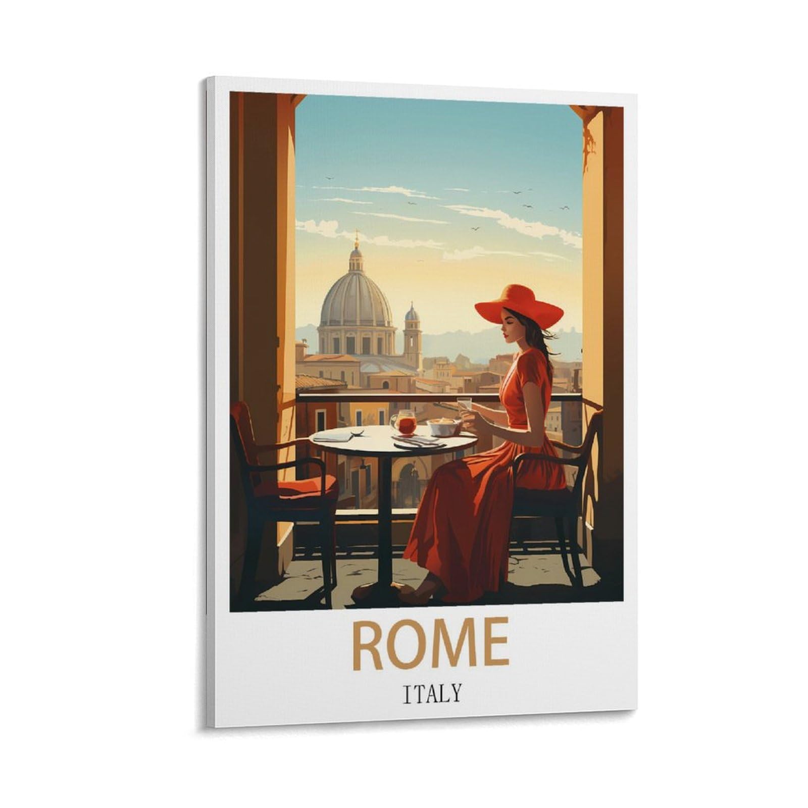 CYYHGEE Rome Italy Vintage Travel Poster 08x12inch(20x30cm) Canvas Poster Wall Art Living Room Home Decor