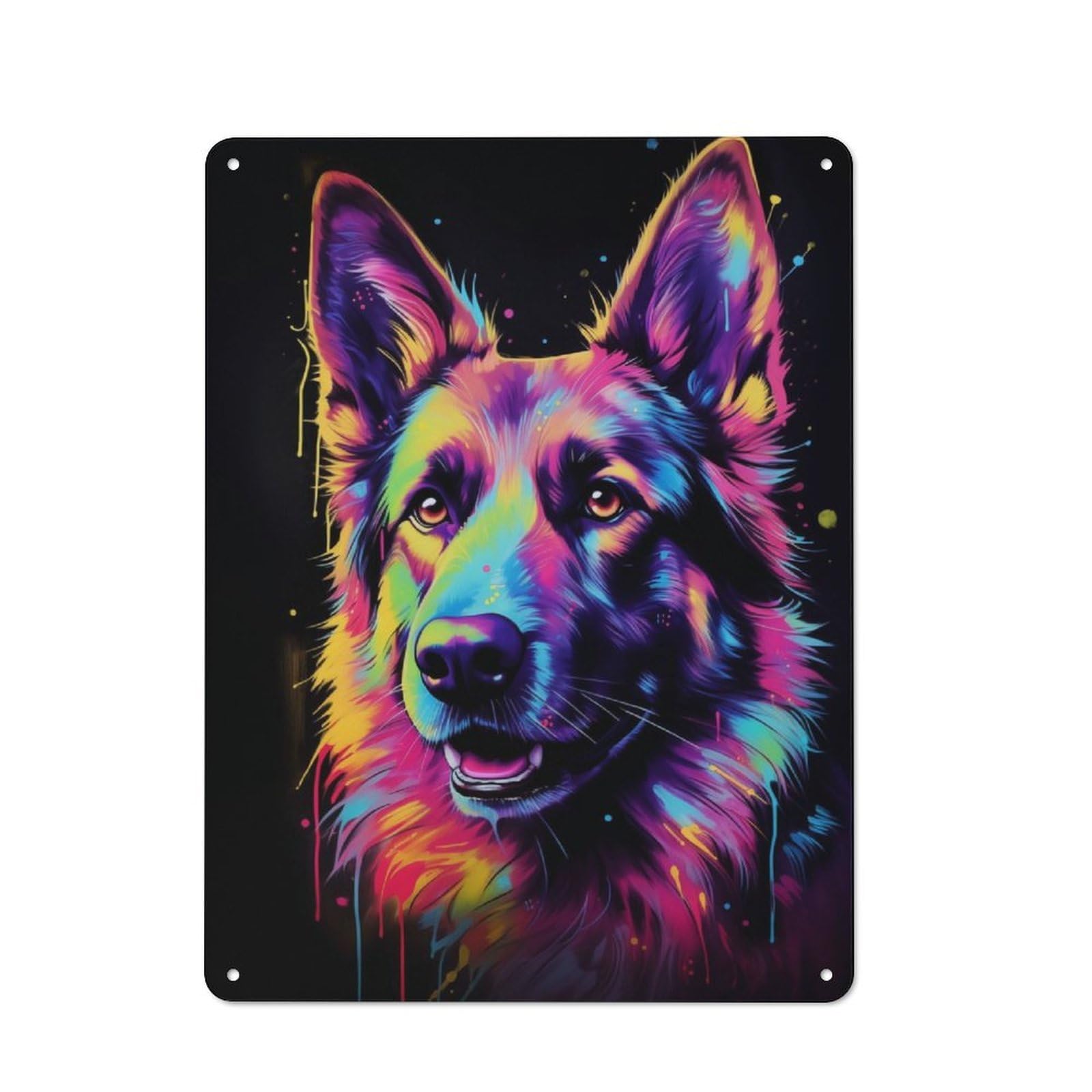 Neon German Shepherd Office Metal Sign 40x30cm, Understated Office Wall Decor for Workspace, Cafe, Shop Or Desk Area