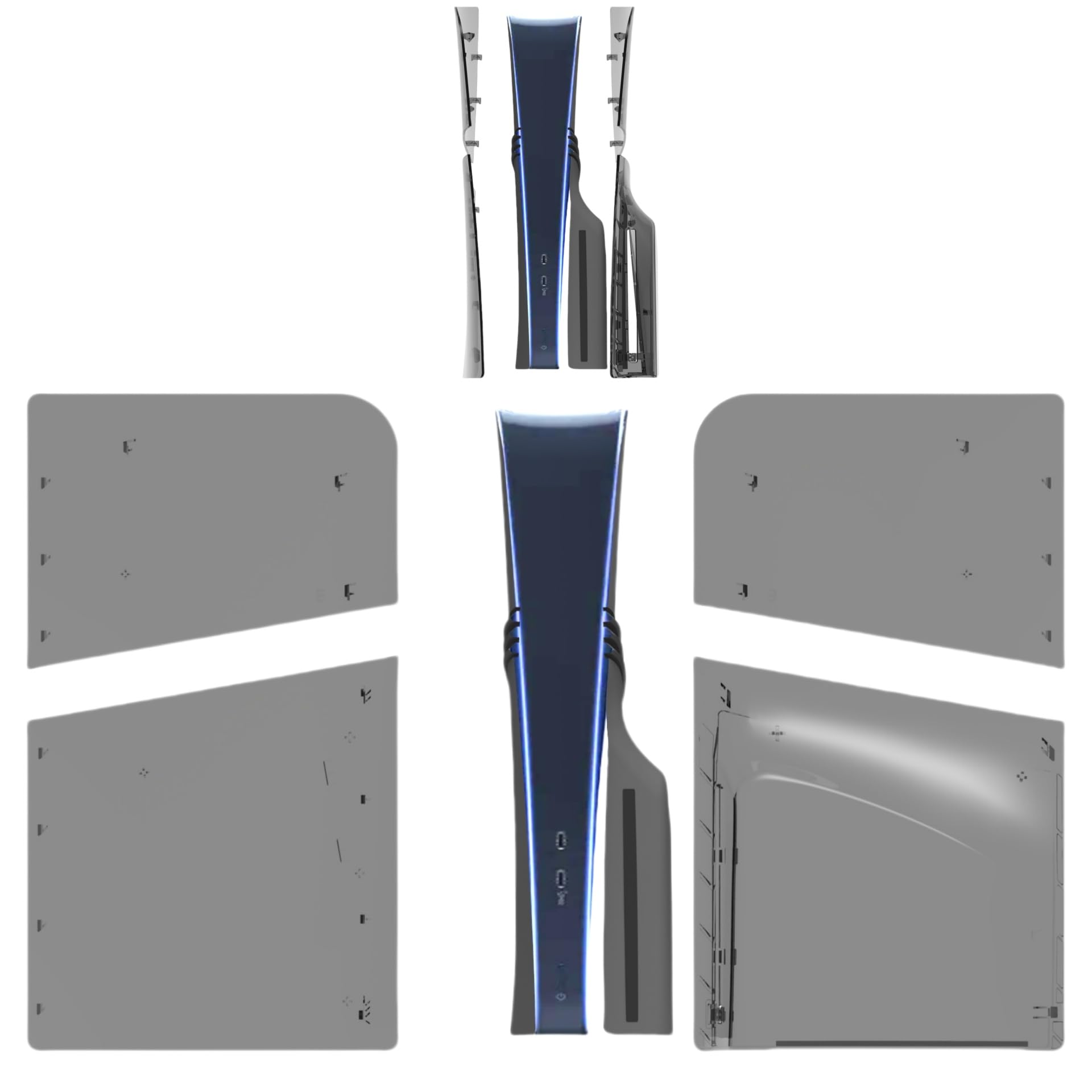 Guscio di ricambio per console da gioco in ABS per Sony PS5 Pro, custodia protettiva di ricambio, protezione da graffi e polvere, con aperture di accesso senza cuciture (nero trasparente)