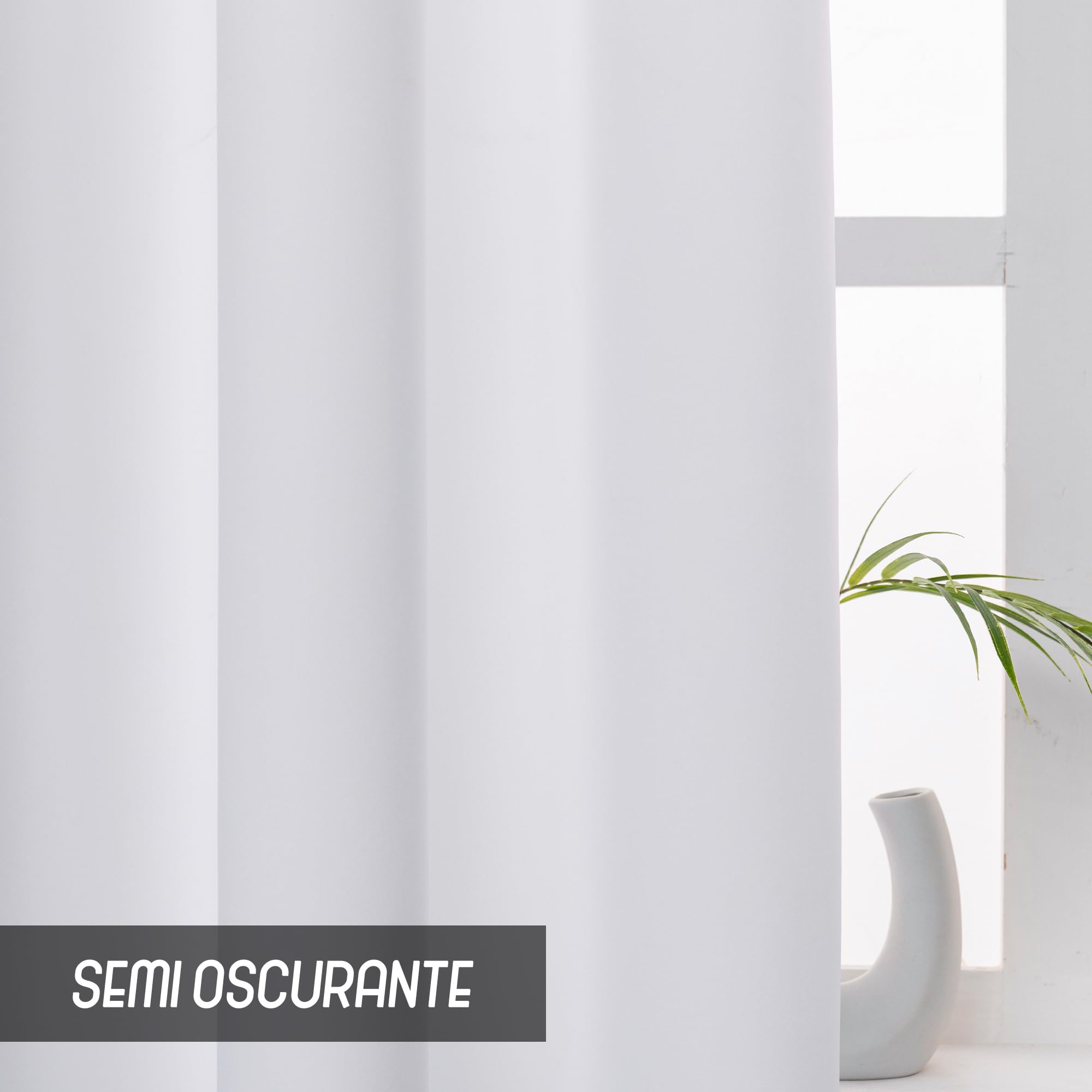 GIRASOLE HOME Paire de Rideaux Blancs Occultants Thermiques Doux, Couleur Unie, Rideau Isolant pour Salon, Chambre et Intérieur, 2 Panneaux avec Oeillets 140 x 238 cm