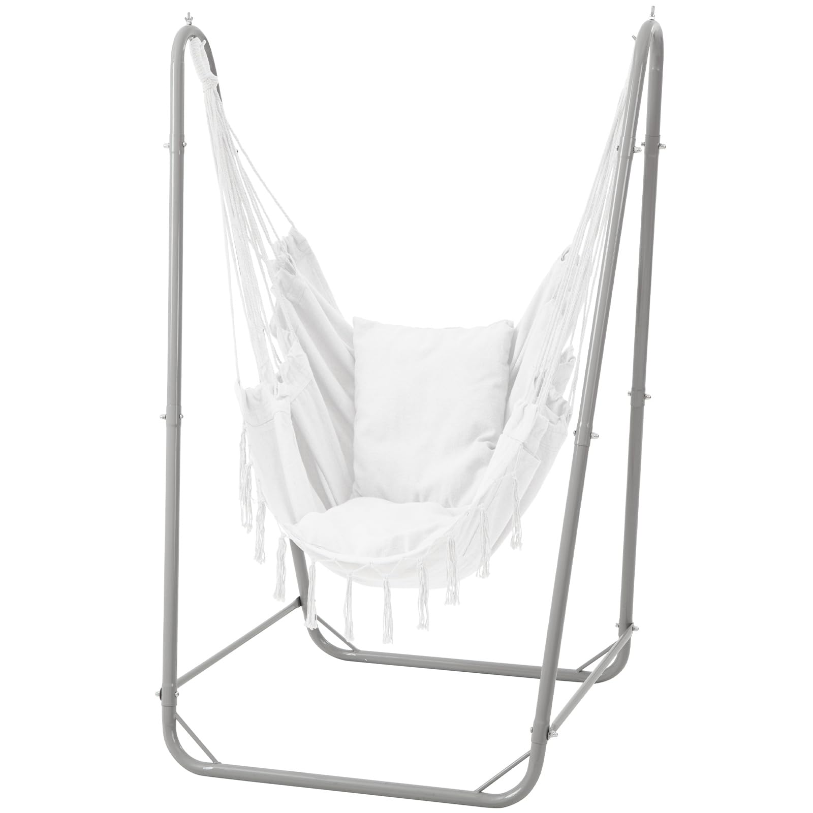 U-Shaped Hammock Chair Stand for Multiple Hammock, Heavy-Duty Steel Hanging Chair Stand for Indoor & Outdoor, Solid Support & Stable Base, 220 lbs Capacity, Easy Assembly, Stand Only - Grey
