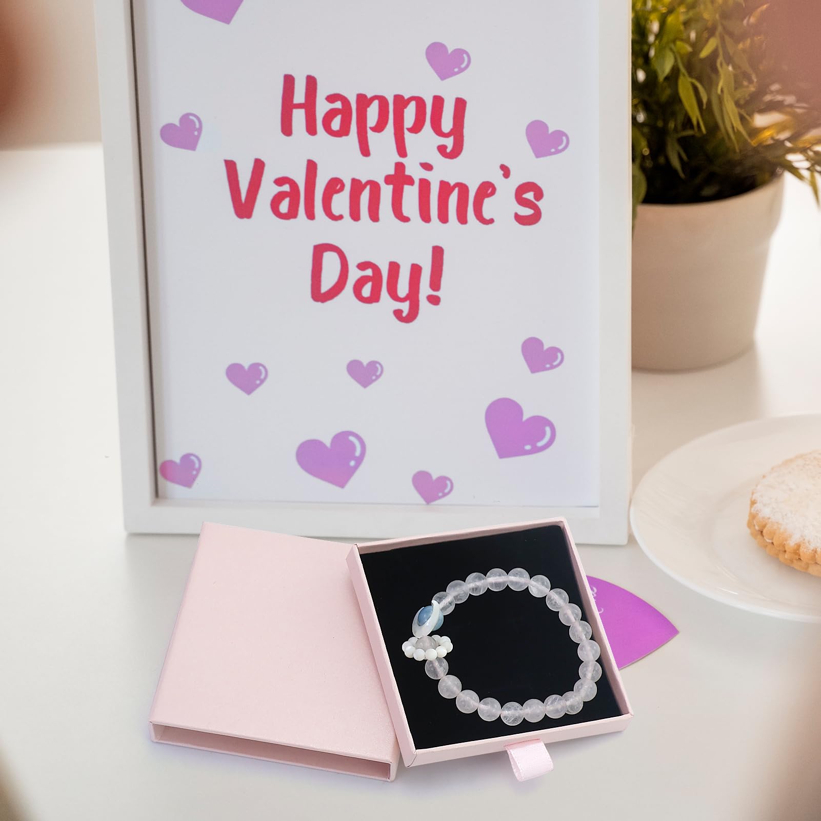 Caja de Regalo para Joyería Rosa con Bolsa de Terciopelo, Organizador de Collares, Pendientes y Anillos