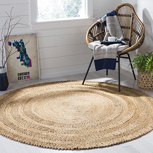 Safavieh Natural Fiber Collection NF356A Hand-woven Jute Area Rug, 5' x 5' Round